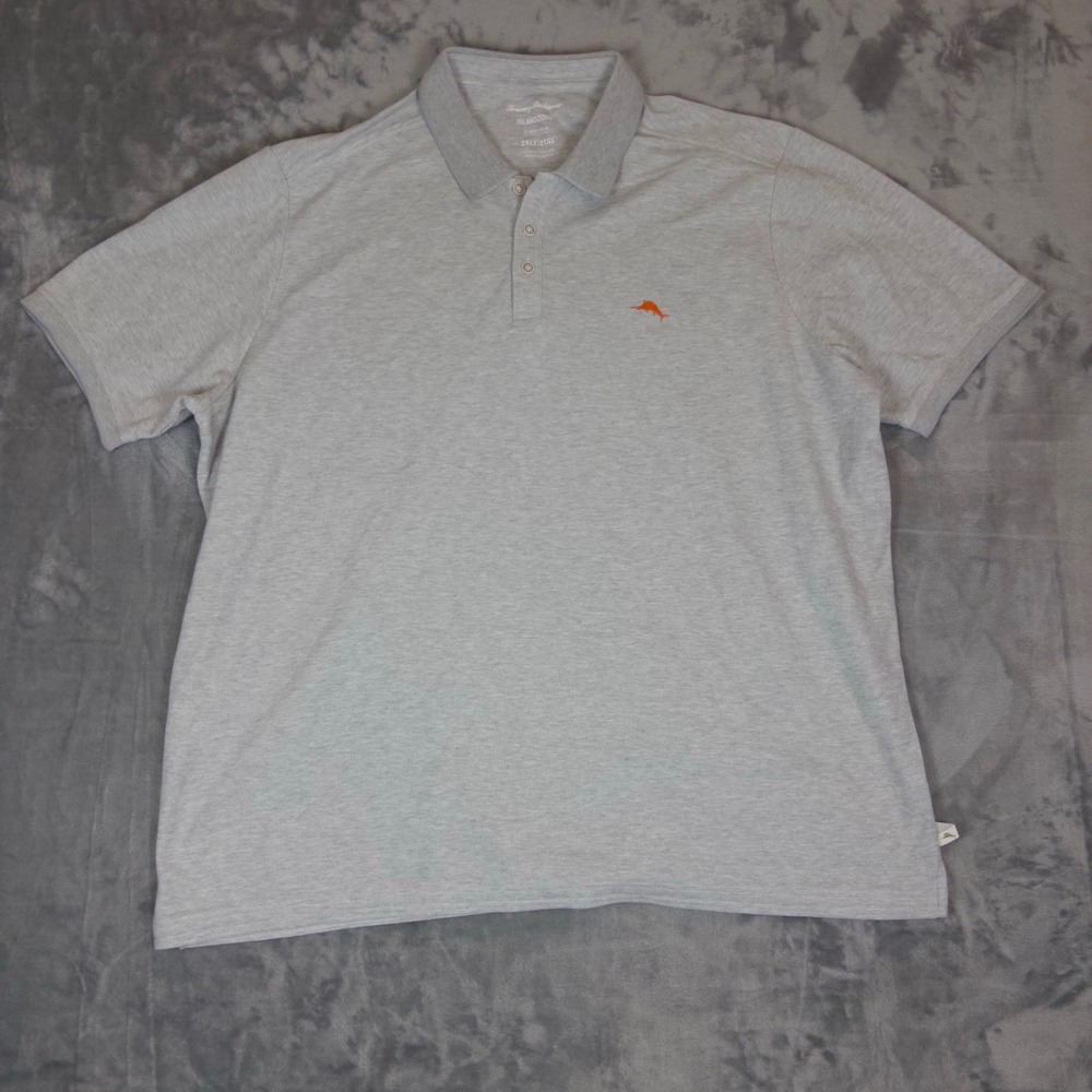 Tommy Bahama Polo Shirt Mens 2XLT Gray IslandZone Supima Cotton Marlin Golf